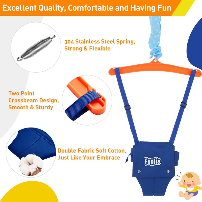 FUNLIO 2 in 1 Baby Jumper with a Ceiling Hook, Baby Walking Harness for 6-24 Months, Baby Jumper for Indoor/Outdoor Play, Infant Jumper Doorway with Adjustable Chain, Easy to Assemble & Store - Blue - Image 5